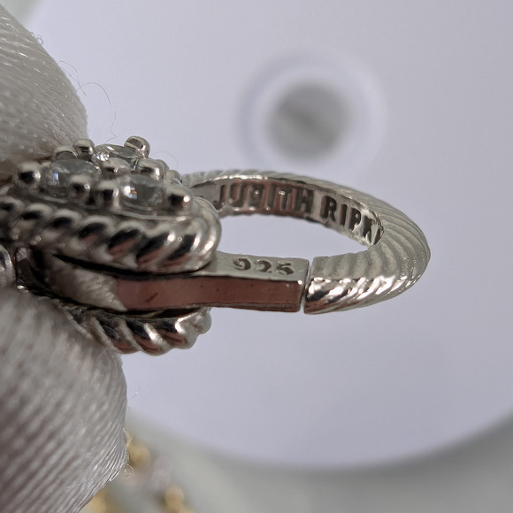 Judith Ripka 925 Silver/Faux Leather/Diamonique Gold Necklace - Picture 7 of 8